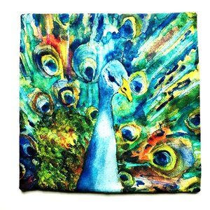 Peacock bird themed accent pillow cover - ONE pillow cover